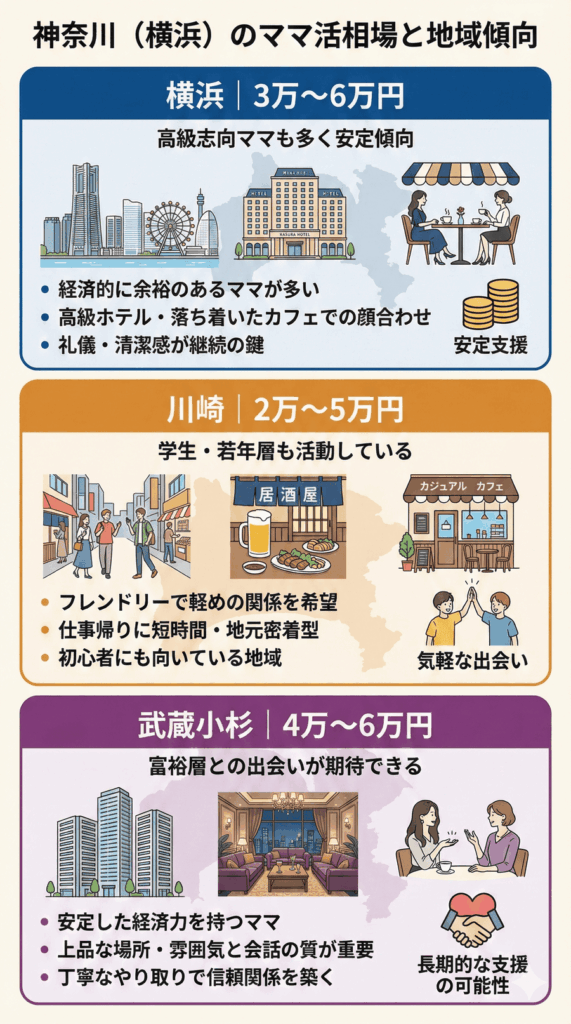 神奈川（横浜）のママ活相場と流れ｜地域ごとの傾向