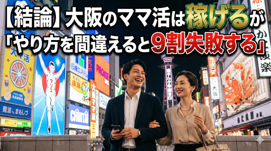【結論】大阪(梅田・難波)のママ活は稼げるが「やり方を間違えると9割失敗する」