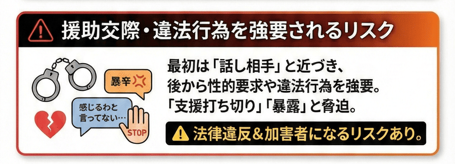 援助交際・違法行為を強要されるリスク