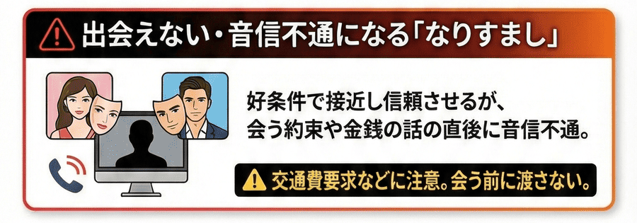 出会えない・音信不通になる「なりすましアカウント」