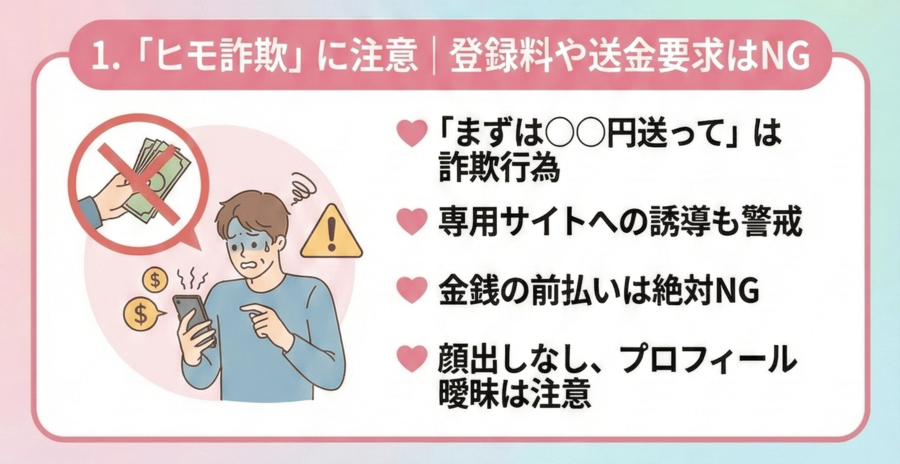「ヒモ詐欺」に注意｜登録料や送金要求はNG