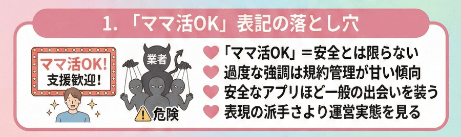 「ママ活OK」と書いてある＝安全ではない