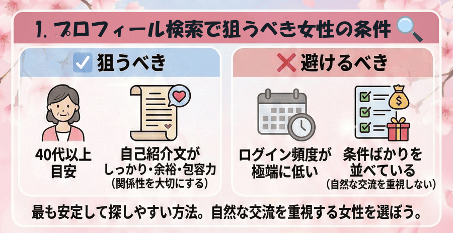 プロフィール検索で狙うべき女性条件