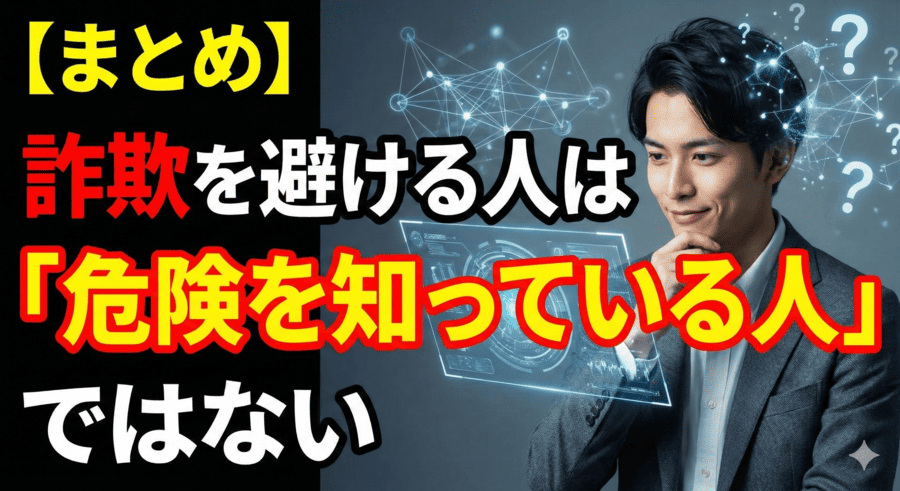 【まとめ】詐欺を避ける人は「危険を知っている人」ではない