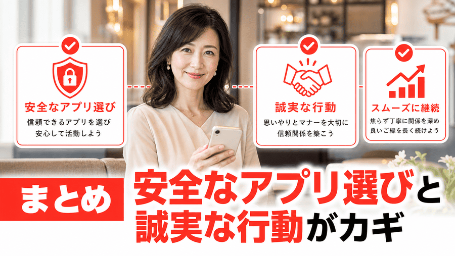 【まとめ】ママ活成功の近道は安全なアプリ選びと誠実な対応