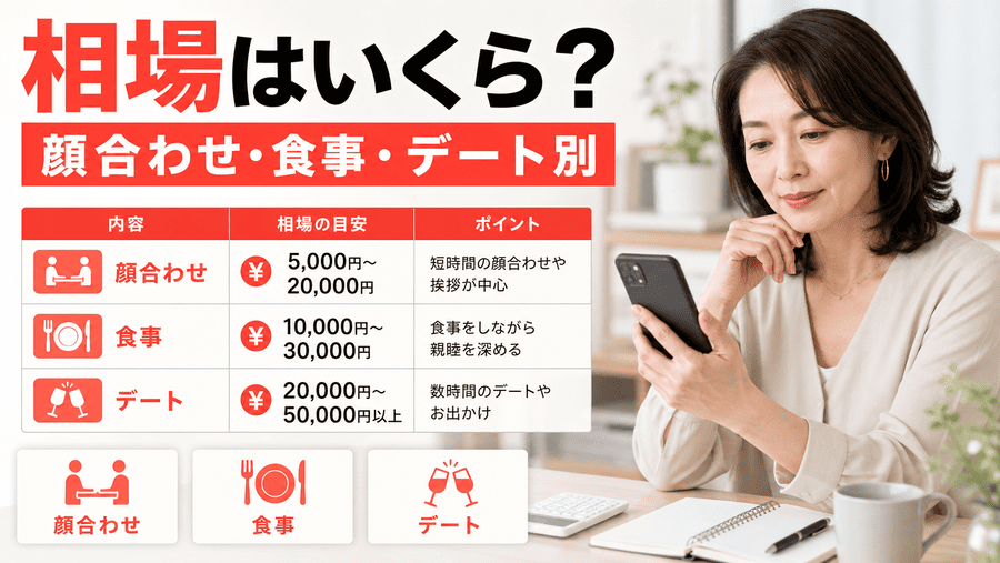 ママ活のリアルな相場感。顔合わせ・食事・デート別の目安