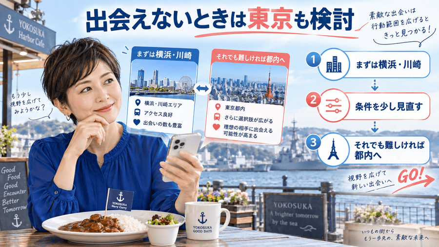 神奈川(横浜)で出会えないときは東京まで探したほうがいい?