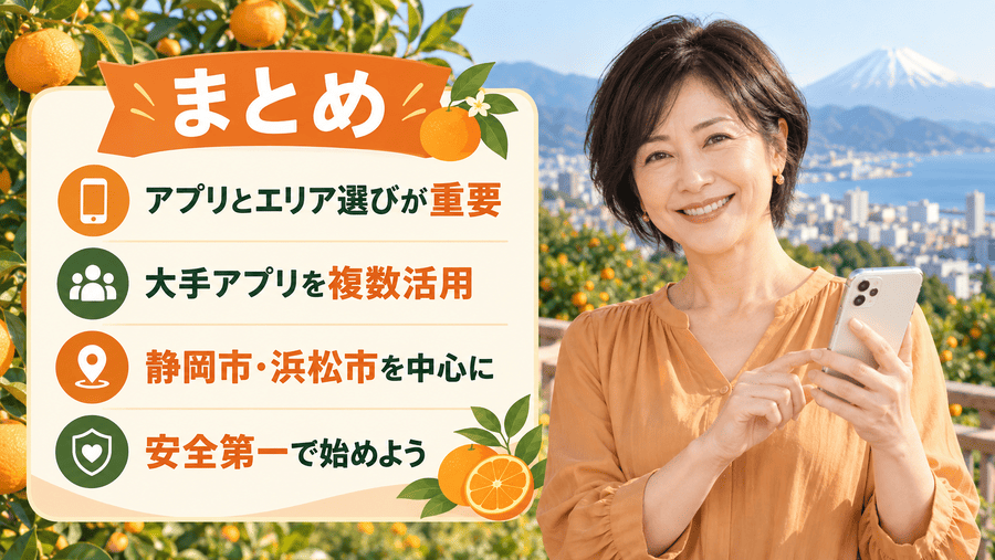 【まとめ】静岡(浜松)でママ活するならアプリとエリア選びが重要